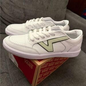 Vans Lowland Cc Sport White Light Green Leather Skate Shoes Mens 8 Womens 9.5